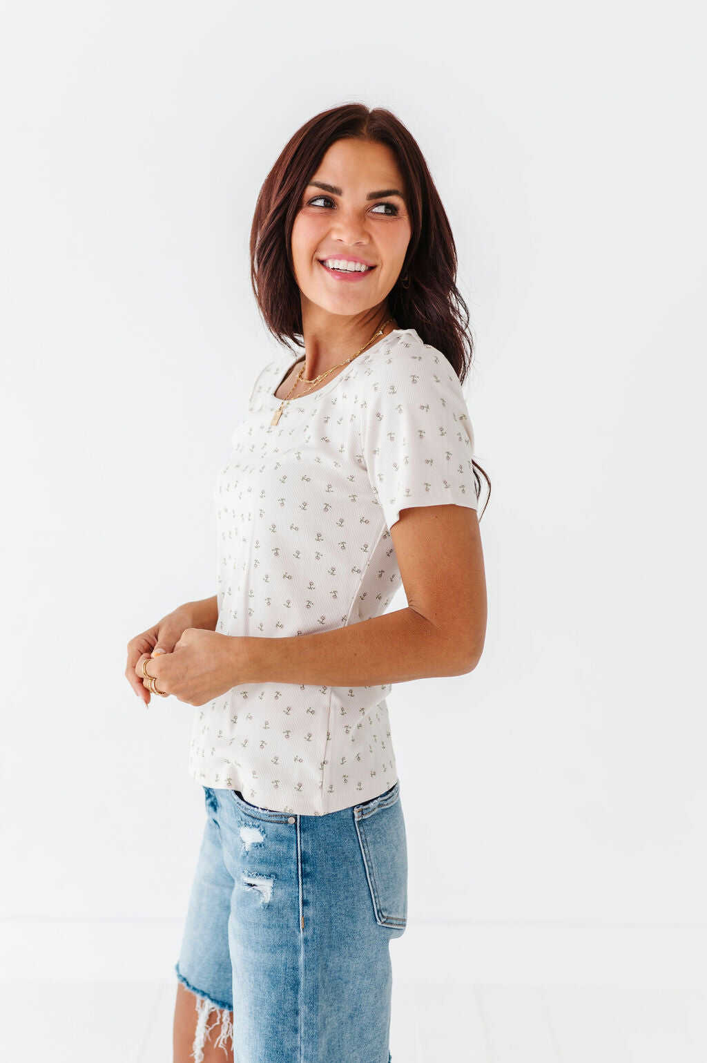 Prue Floral Ribbed Tee