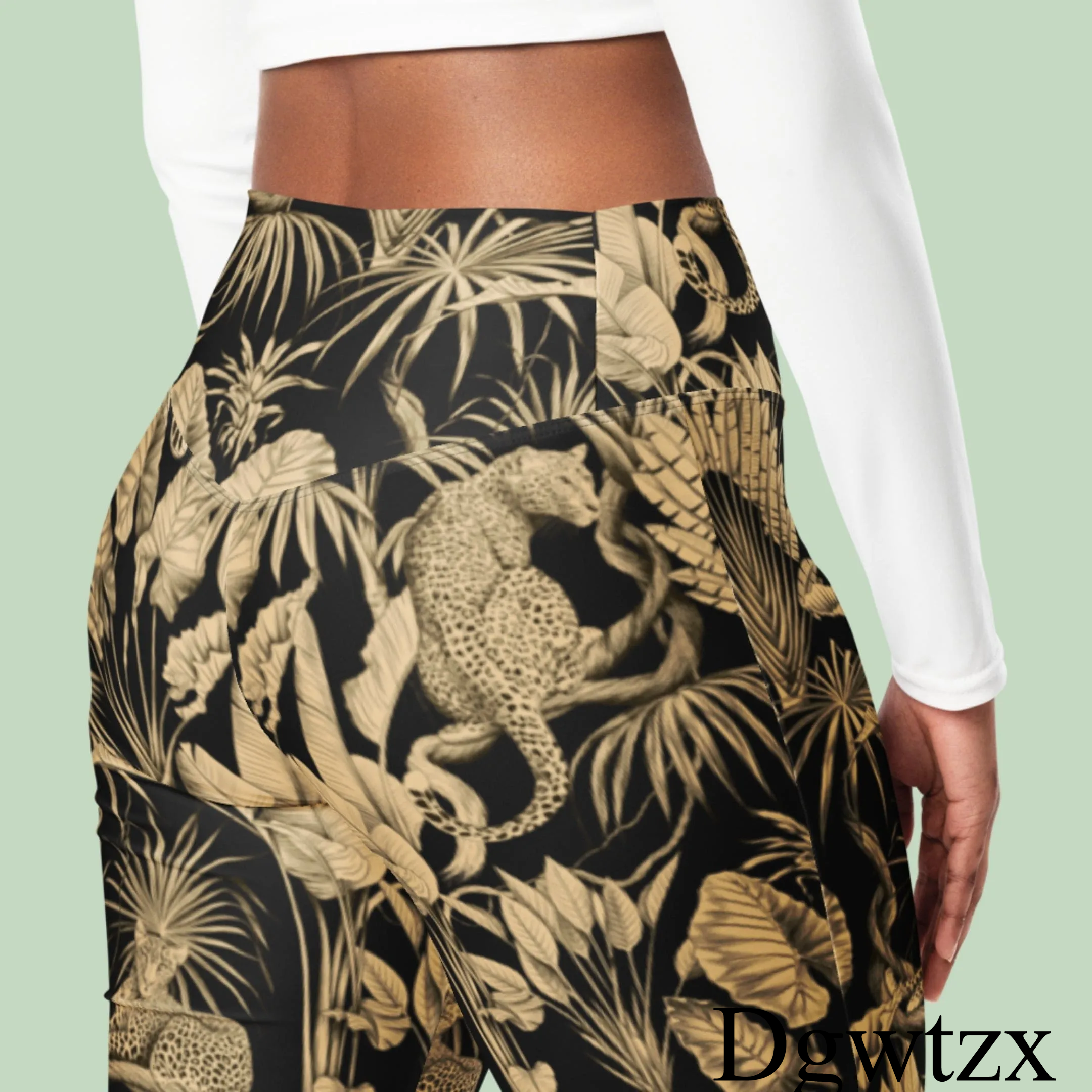 Recycled High-Waisted Flare Leggings, Wild Jungle Elegance