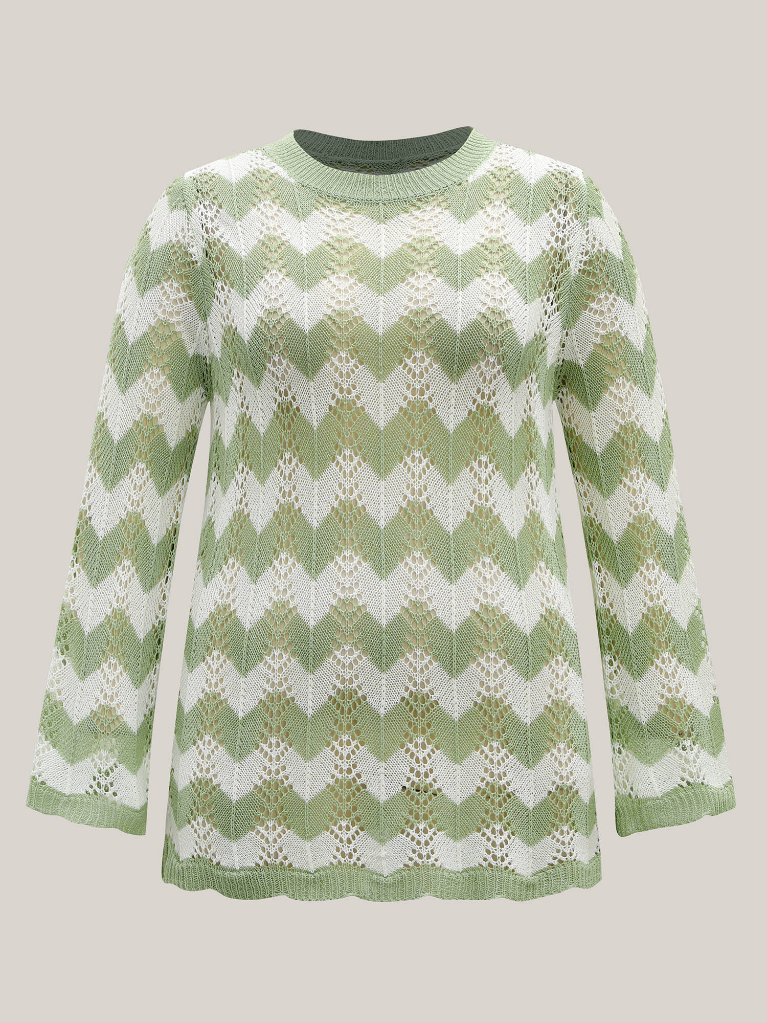 Textured Cut-Out Round Neck Pullover