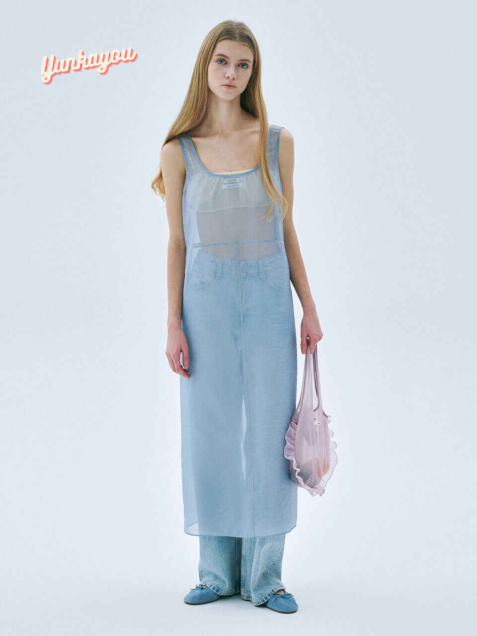 SLEEVELESS LAYERED DRESS_BLUE