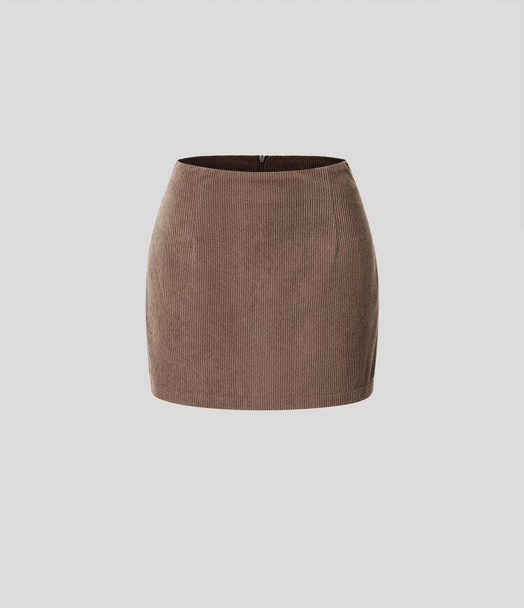 High Waisted Invisible Zipper 2-in-1 A Line Mini Corduroy Casual Skirt