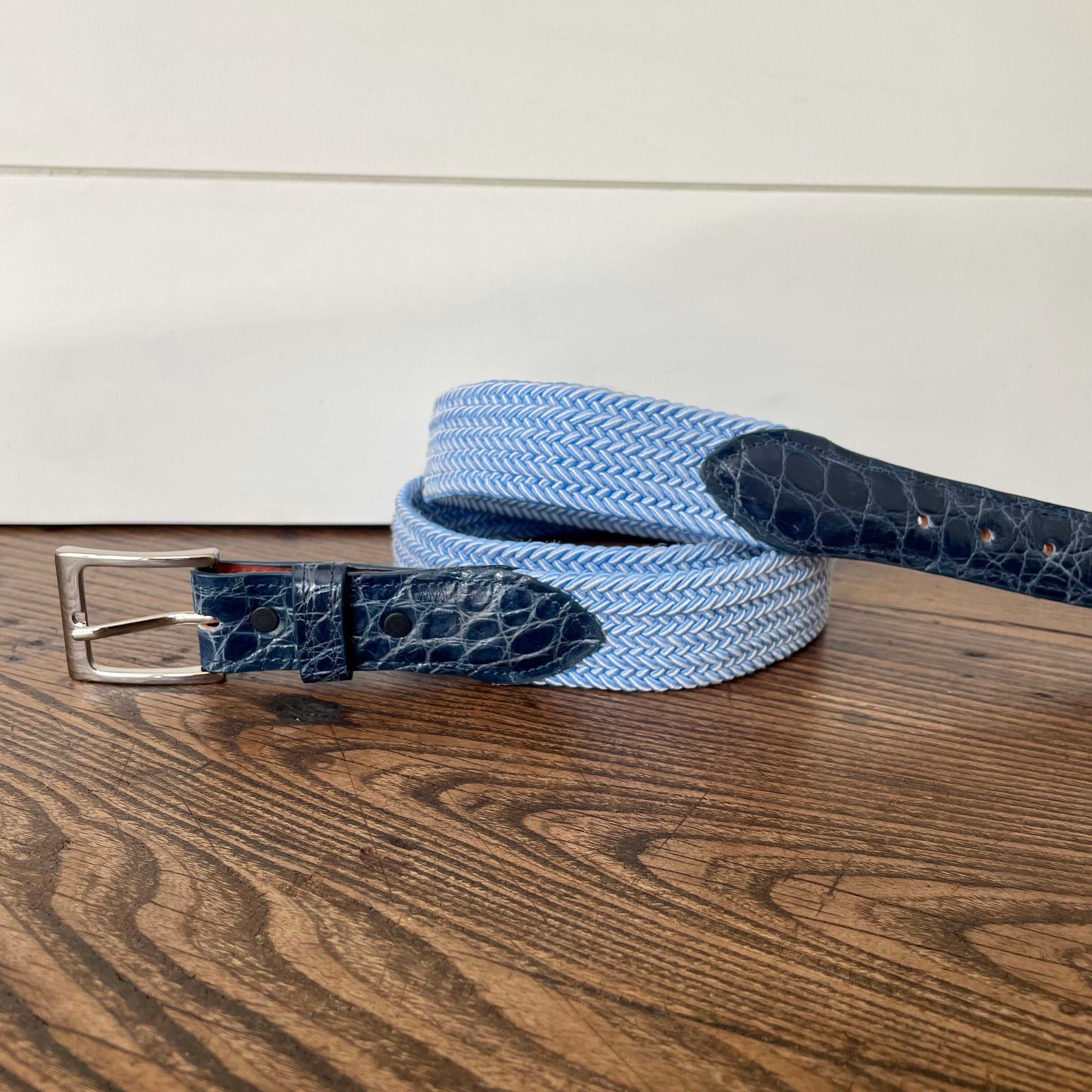 The Stretch Belt, Light Blue & White