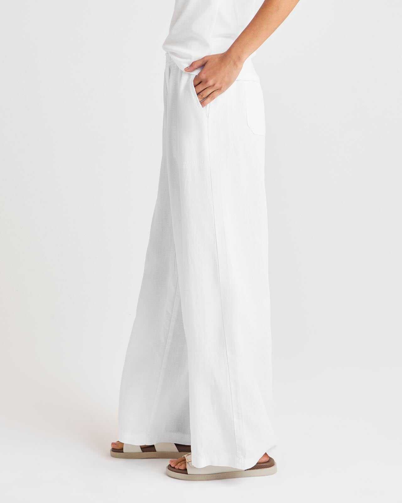 Women's Summer Linen and Lyocell Wide Leg Pants