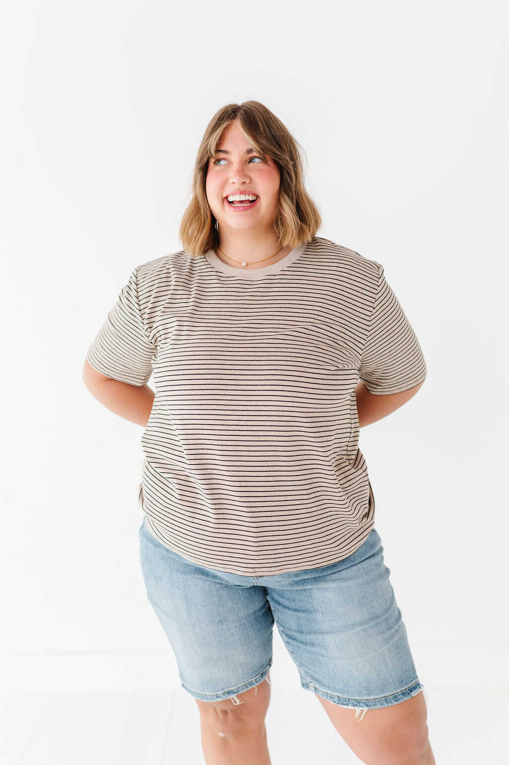 Felicity Striped Top in Oatmeal