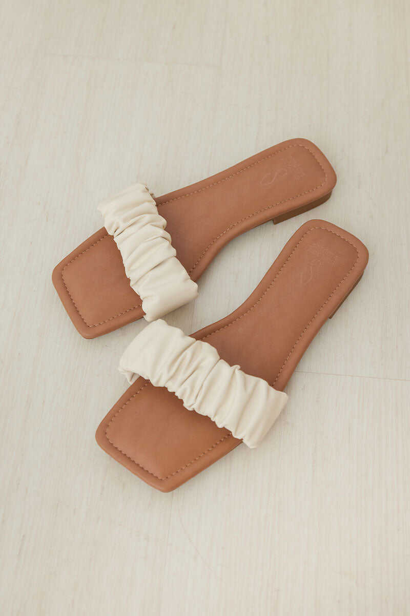 Ruching Sliders in Cream