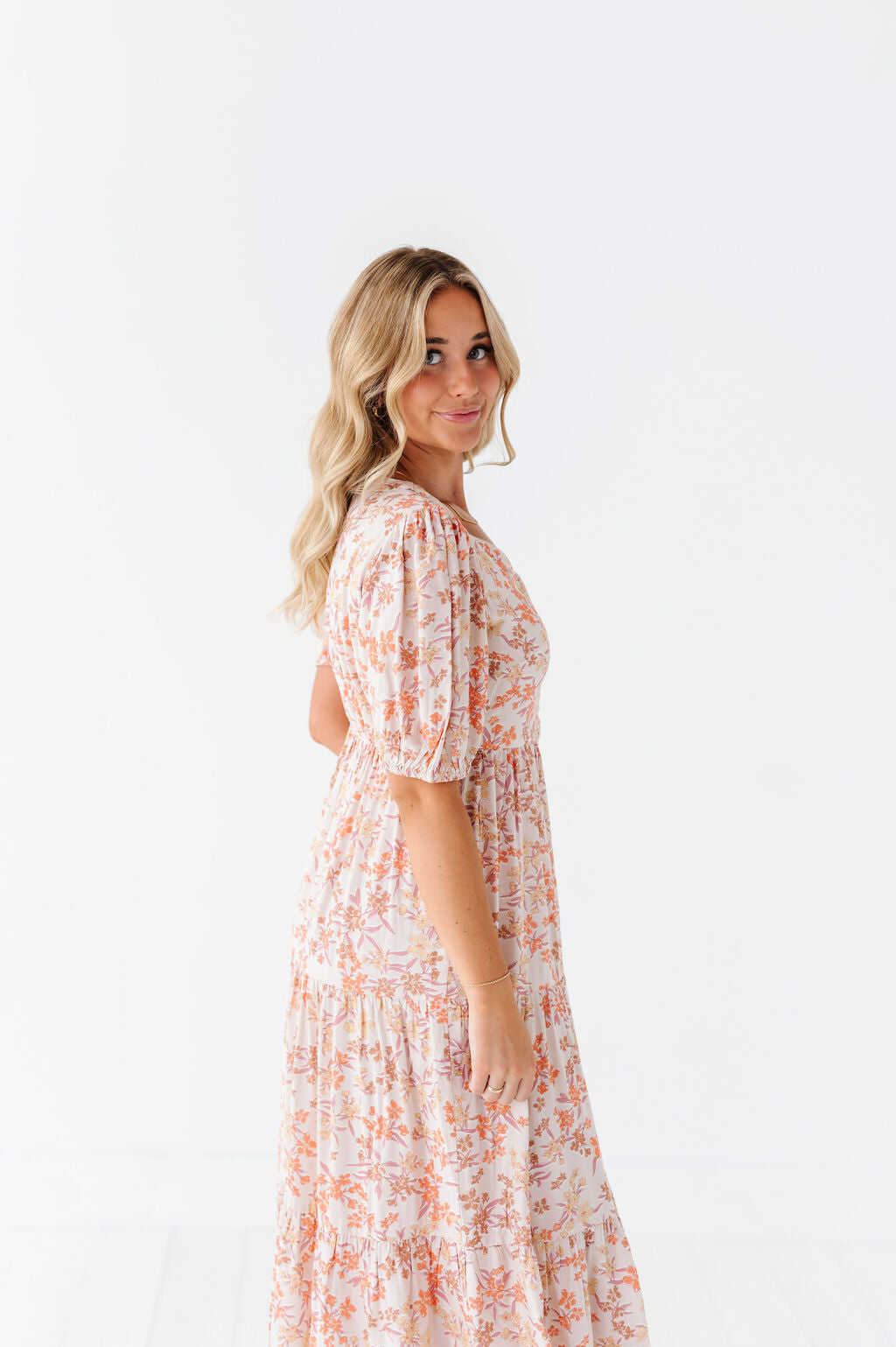 Fiona Floral Dress in Cream Multi - Size 2X, 3X, & 4X Left