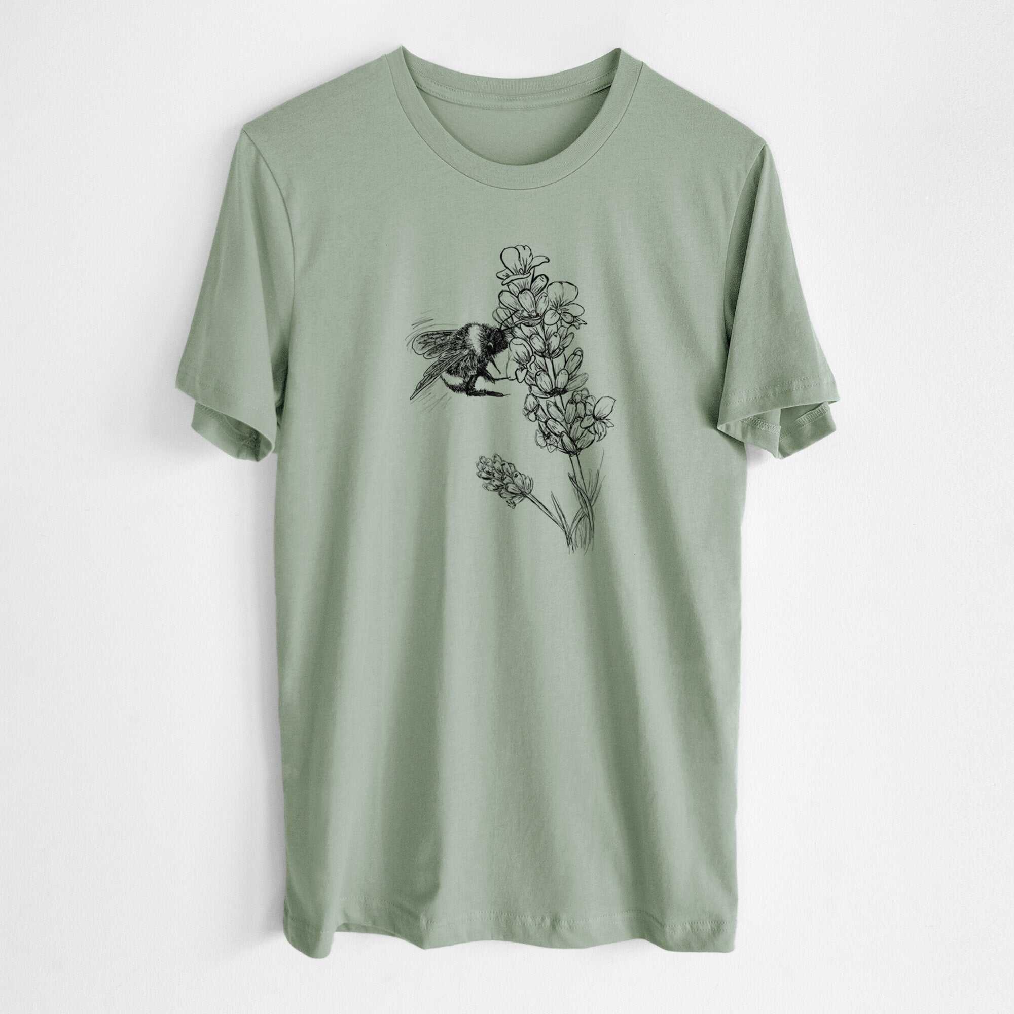 Bumblebee on English Lavender - Bombus Pensylvanicus - Lightweight 100% Cotton Unisex Crewneck