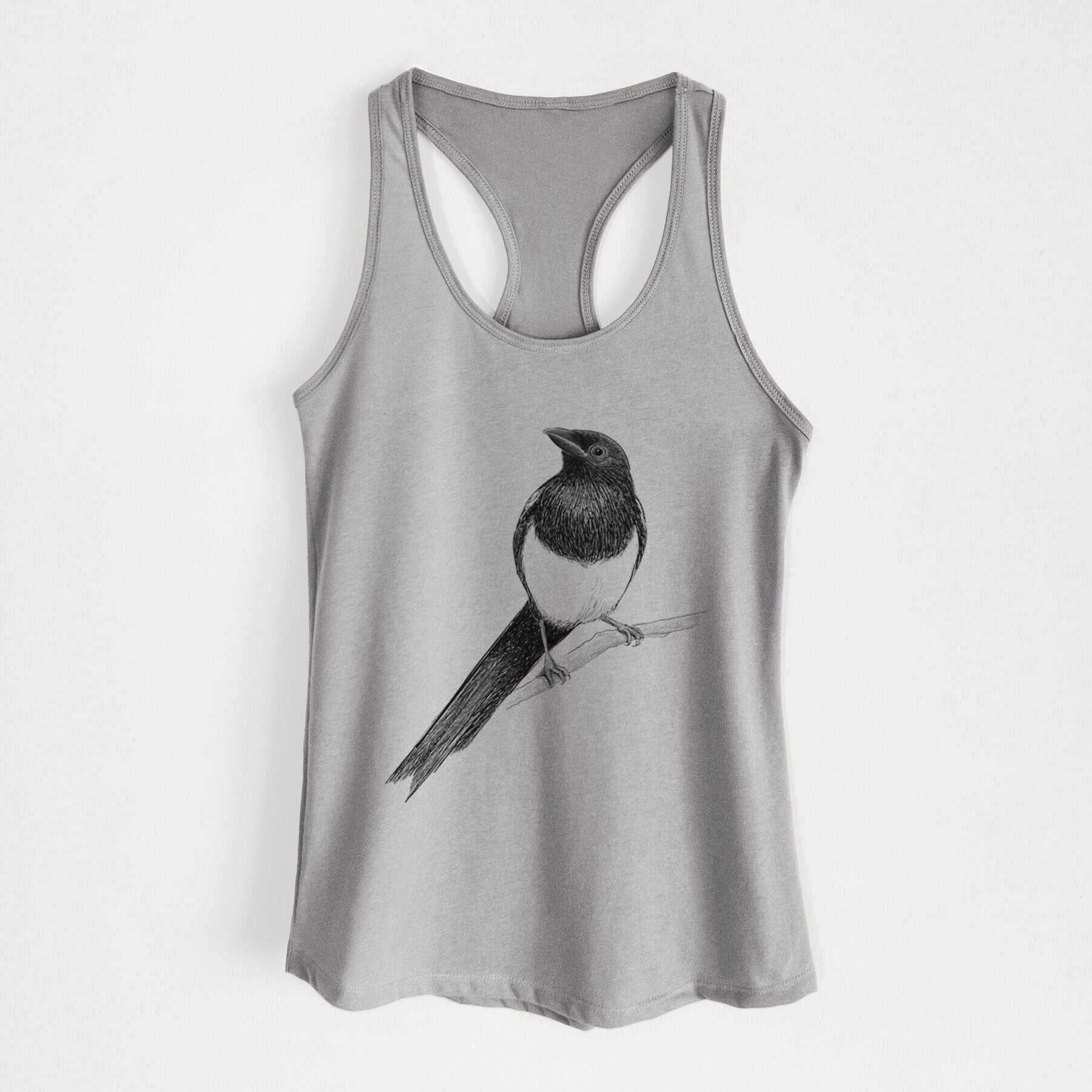 Black-billed Magpie - Pica hudsonia - Women's Racerback Tanktop