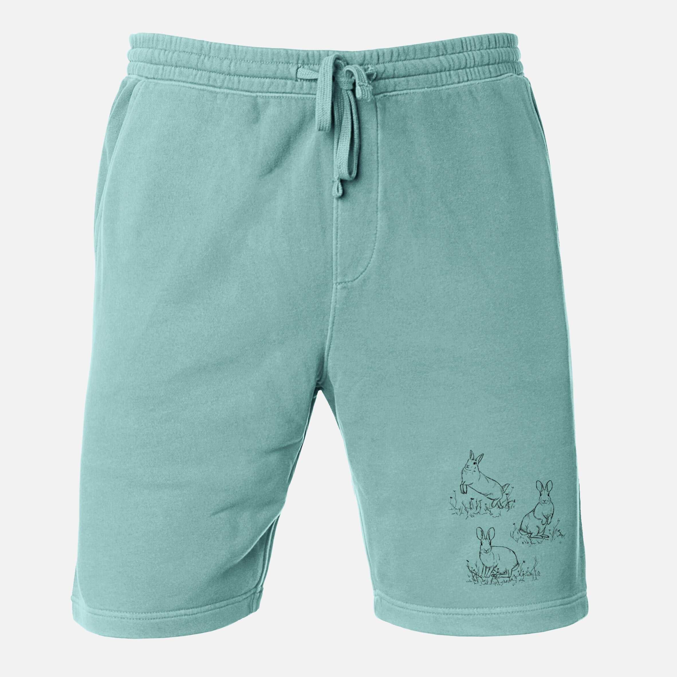 Eastern Cottontail Rabbit Trio - Sylvilagus floridanus - Unisex Pigment Dyed Shorts