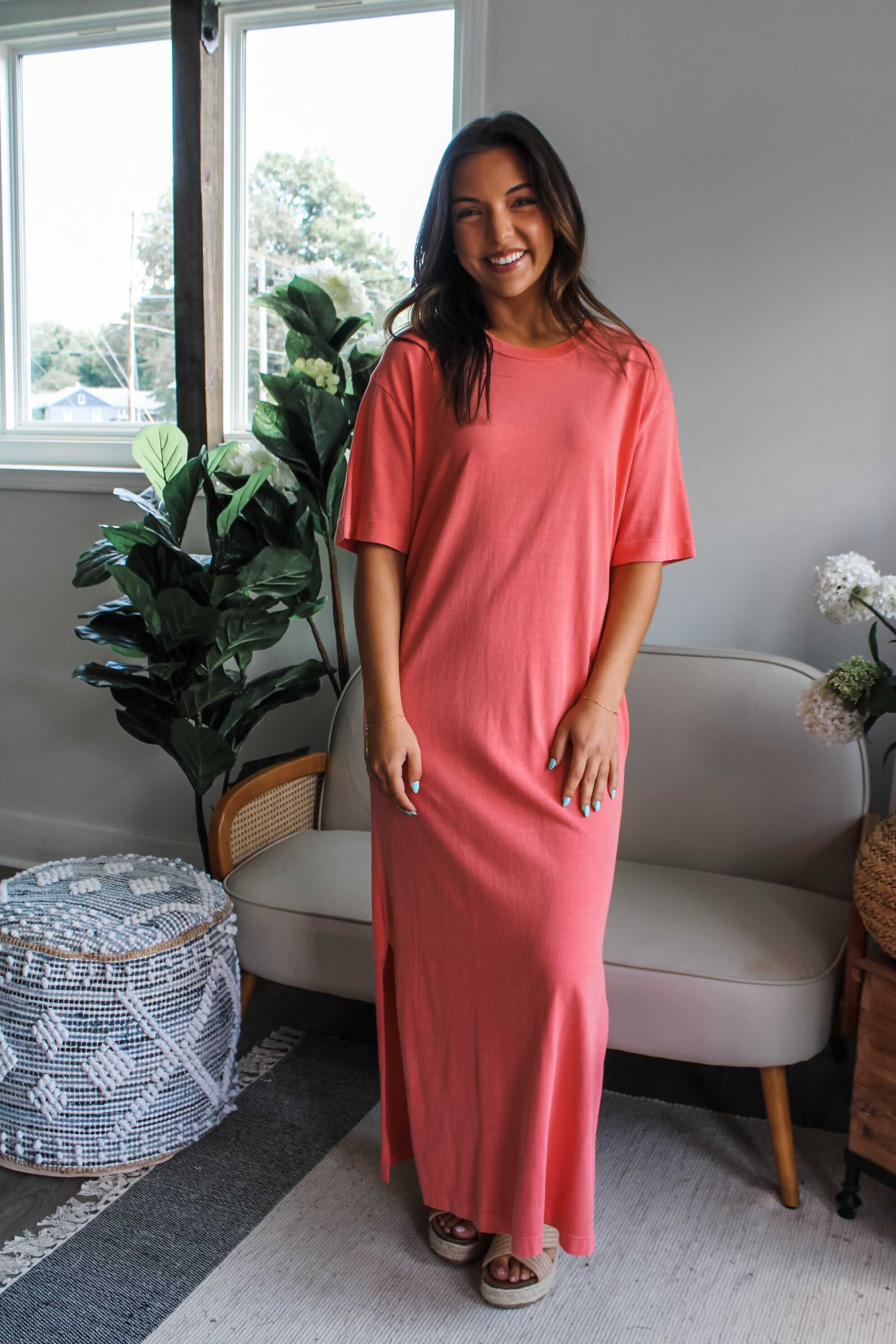After Sunset T-shirt Dress • Coral