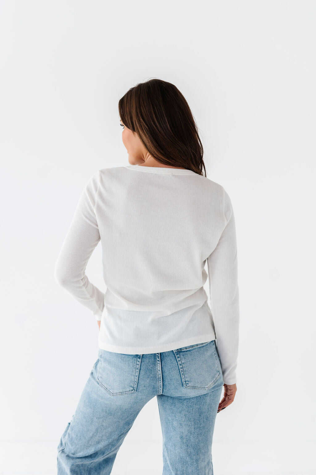 Kori Basic Ribbed Top in Ivory - Size Large & XL Left
