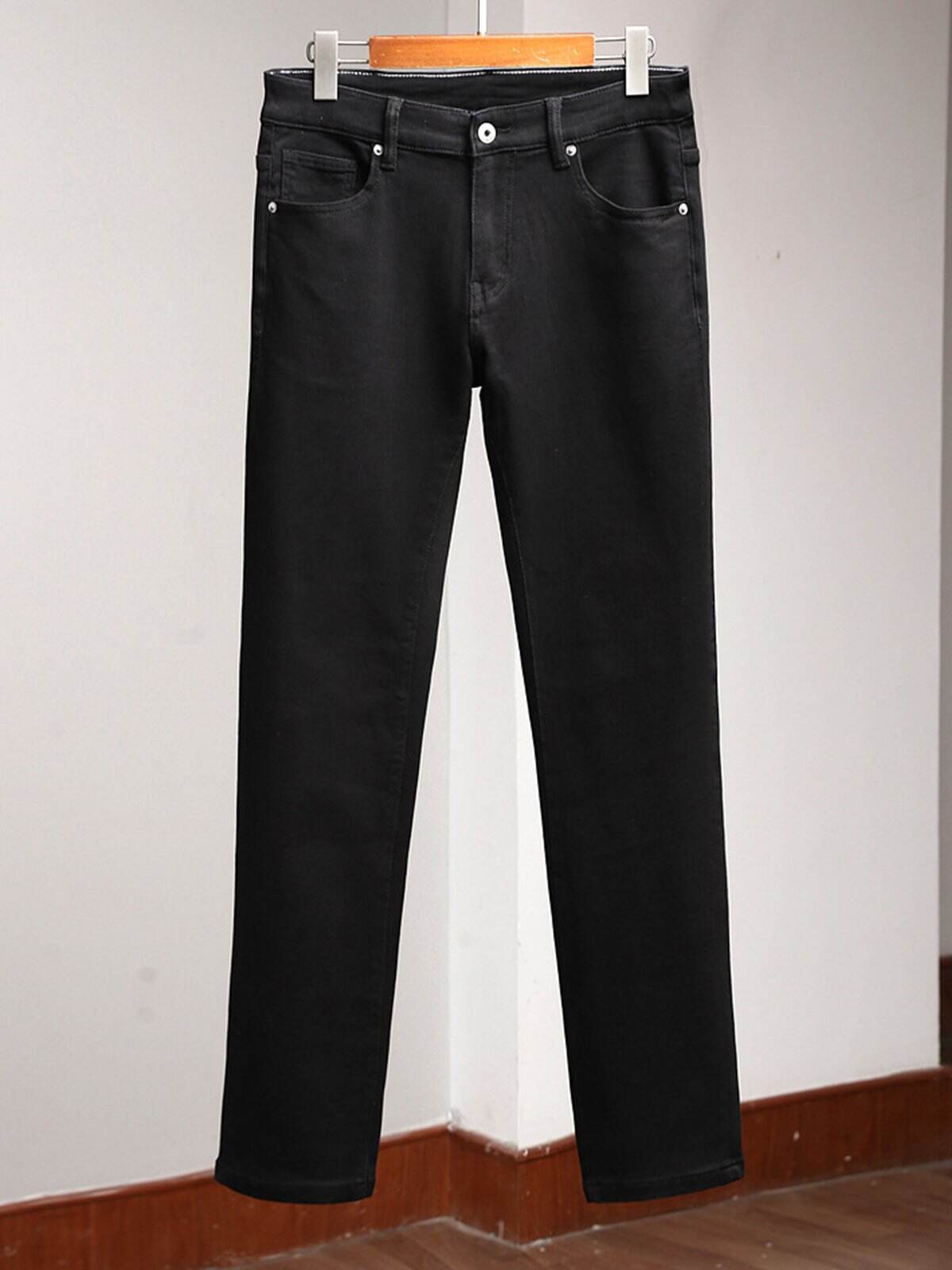 Zip Fly Straight Slim-Fit Washed Jeans