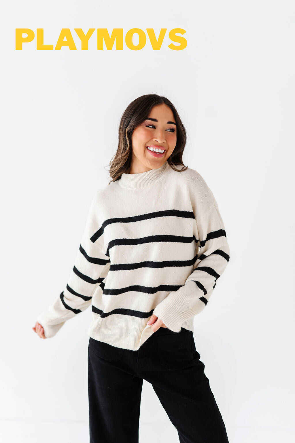 Ashton Striped Sweater in Cream
