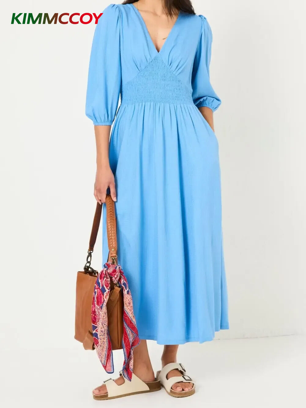 Bright Blue Rene Textured Midi Dress