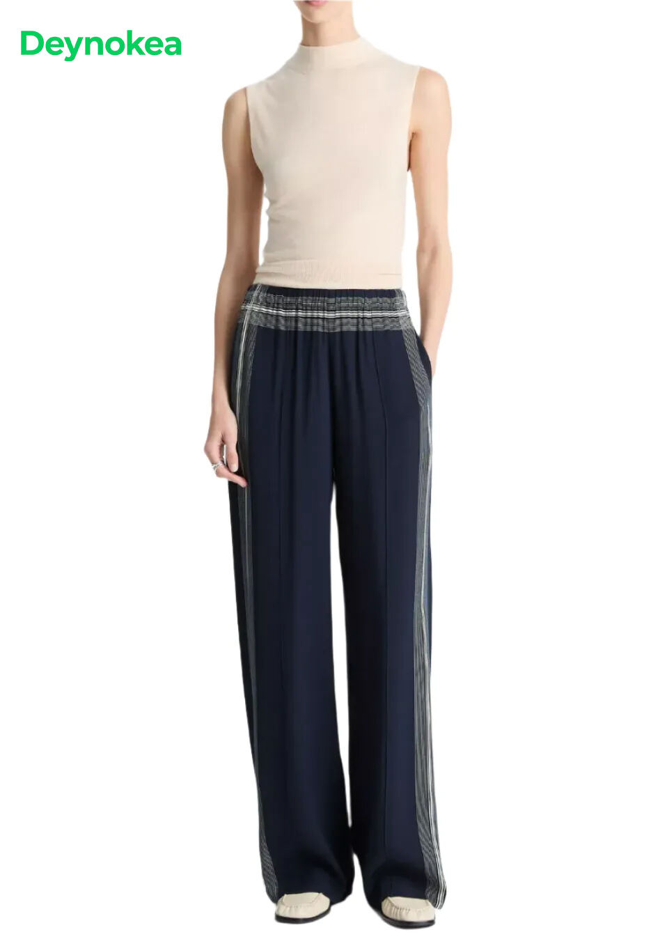 Vince Mid-Rise Placed Stripe Pull-On Pant