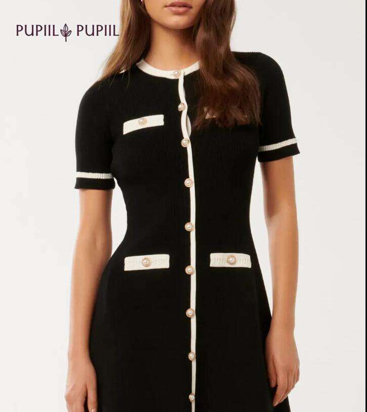Contrast Knit Mini Dress