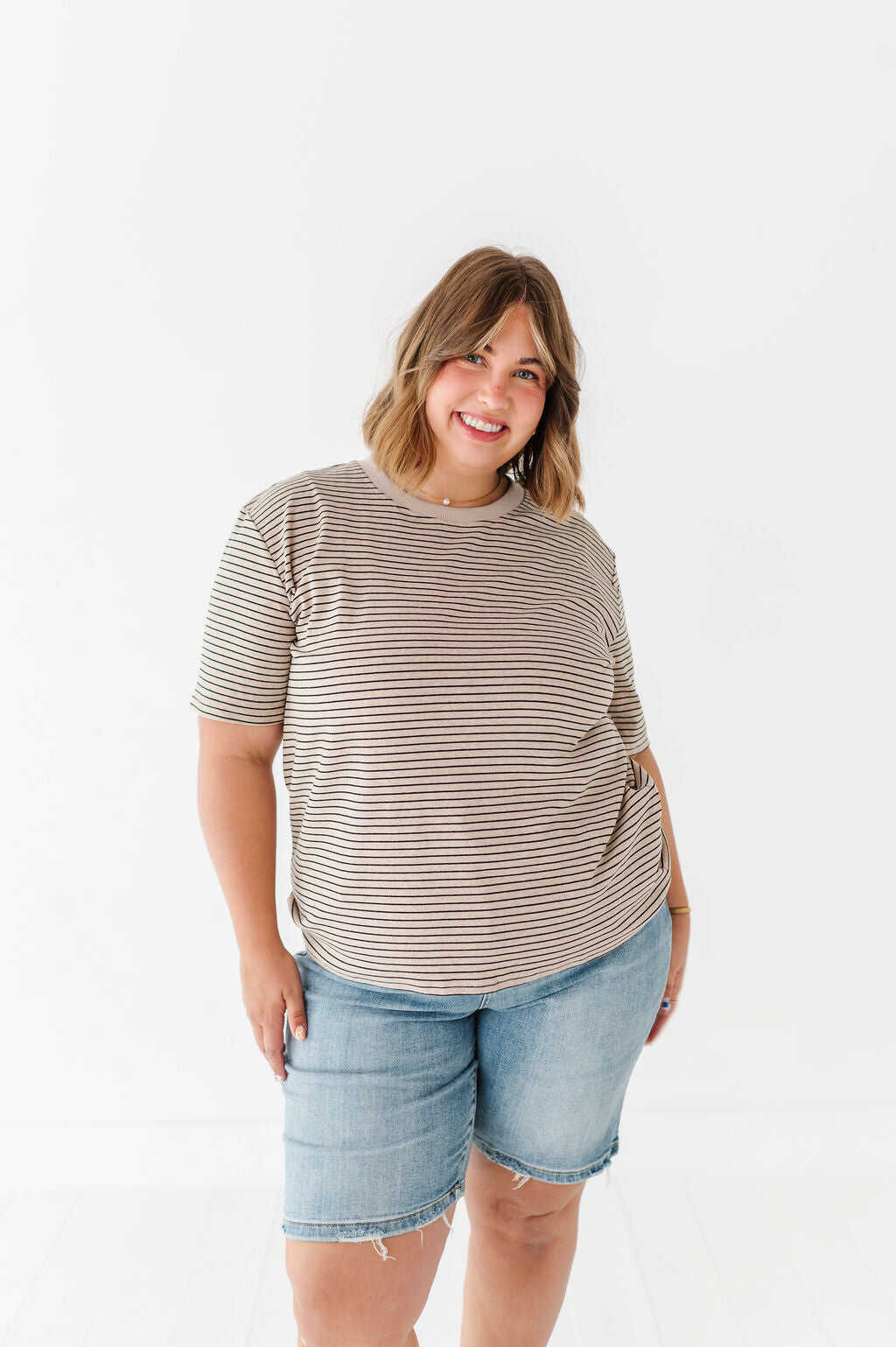 Felicity Striped Top in Oatmeal