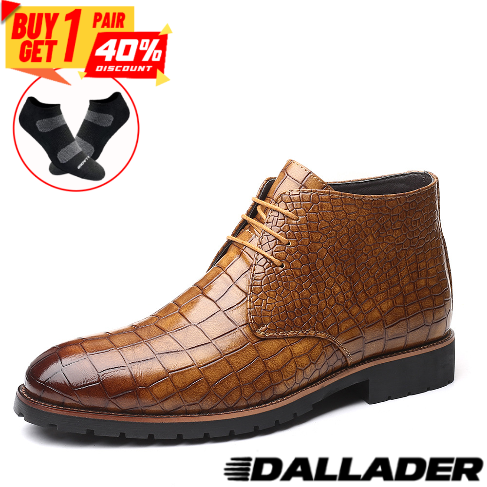 Men's Casual and Comfortable Crocodile-Patterned Formal Boots Casual Boots