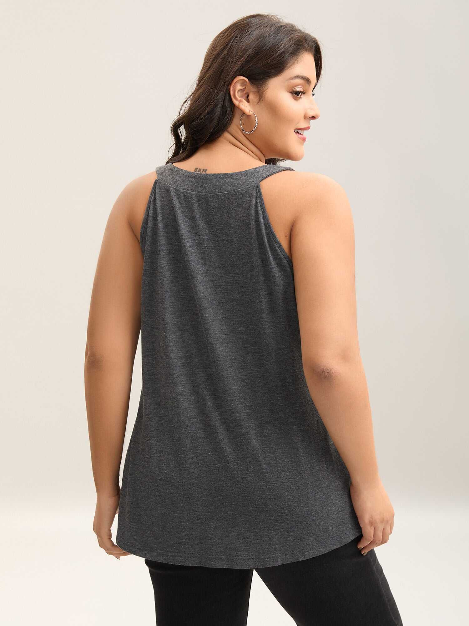 Pleated Button Detail Tank Top