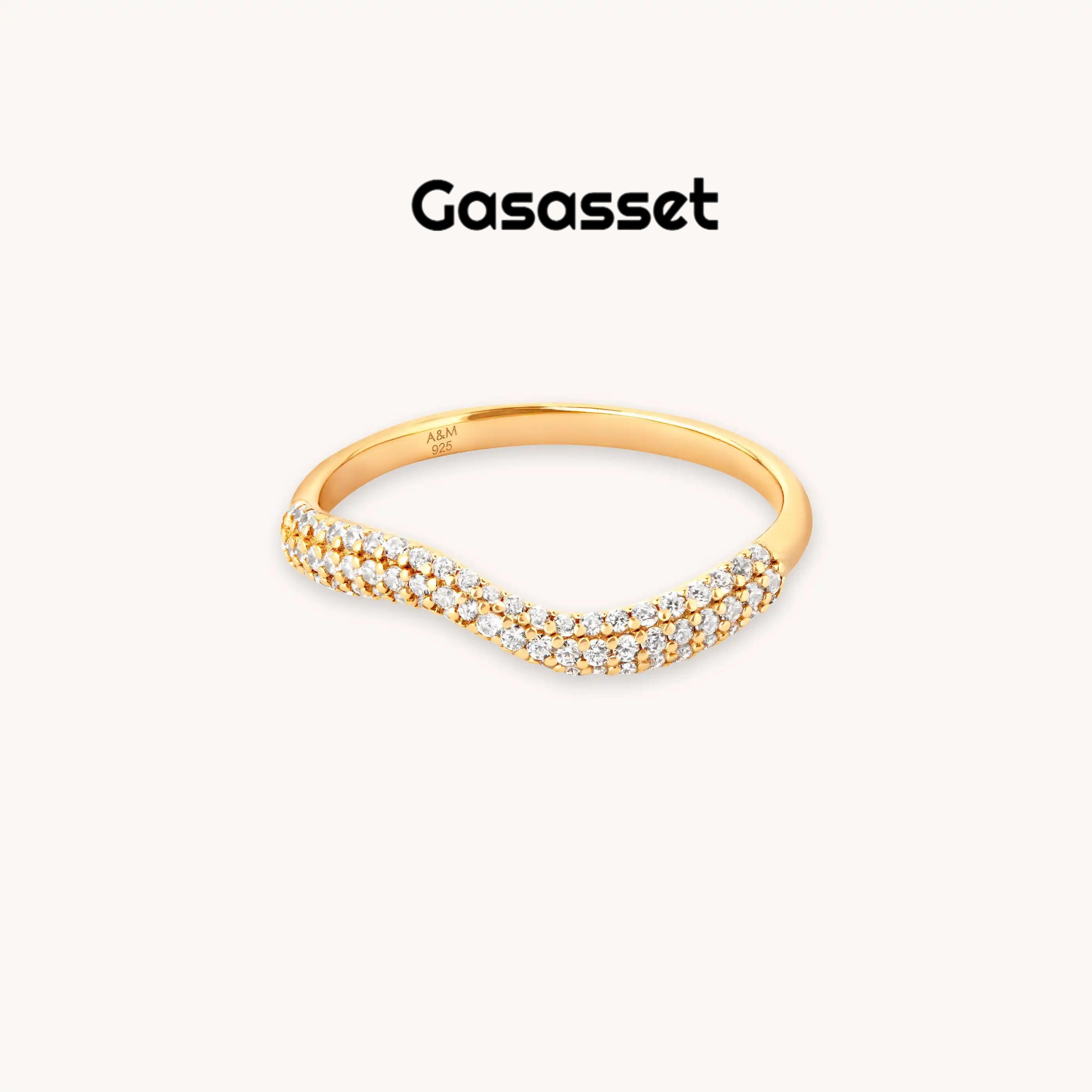 Wave Crystal Ring in Gold