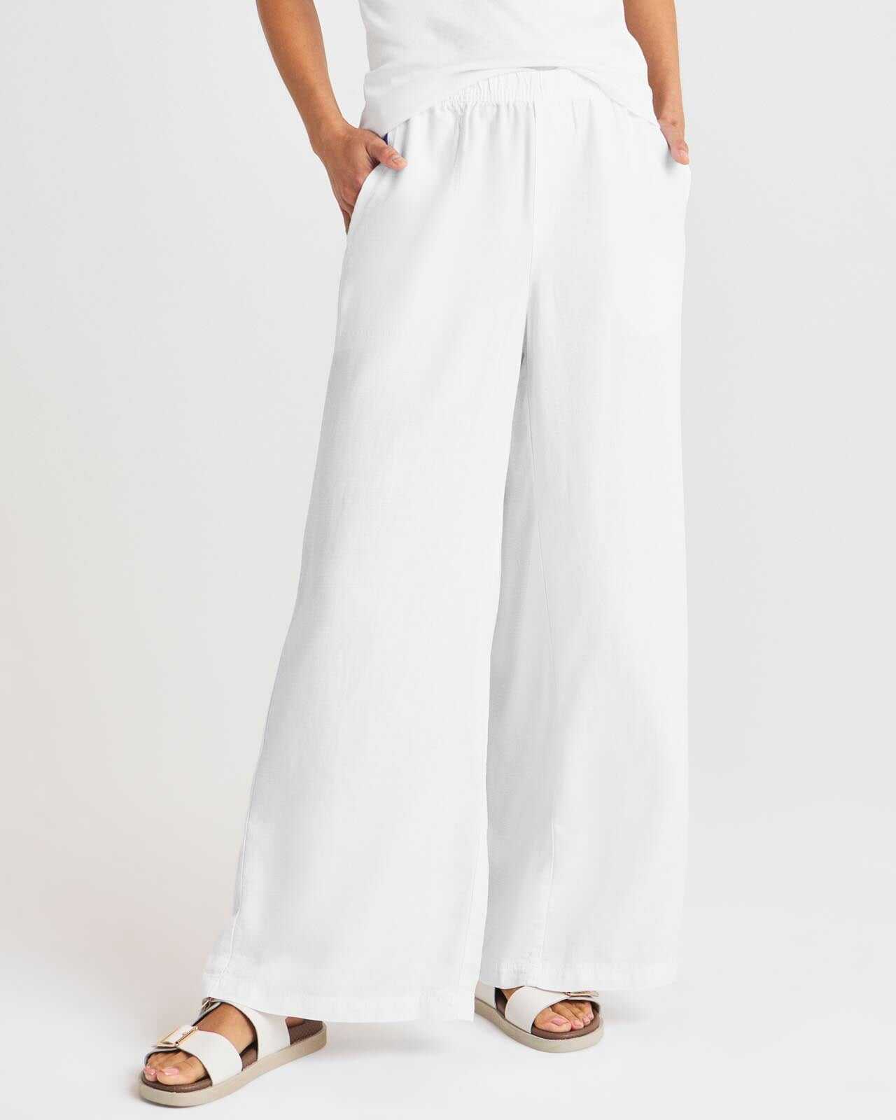 Women's Summer Linen and Lyocell Wide Leg Pants