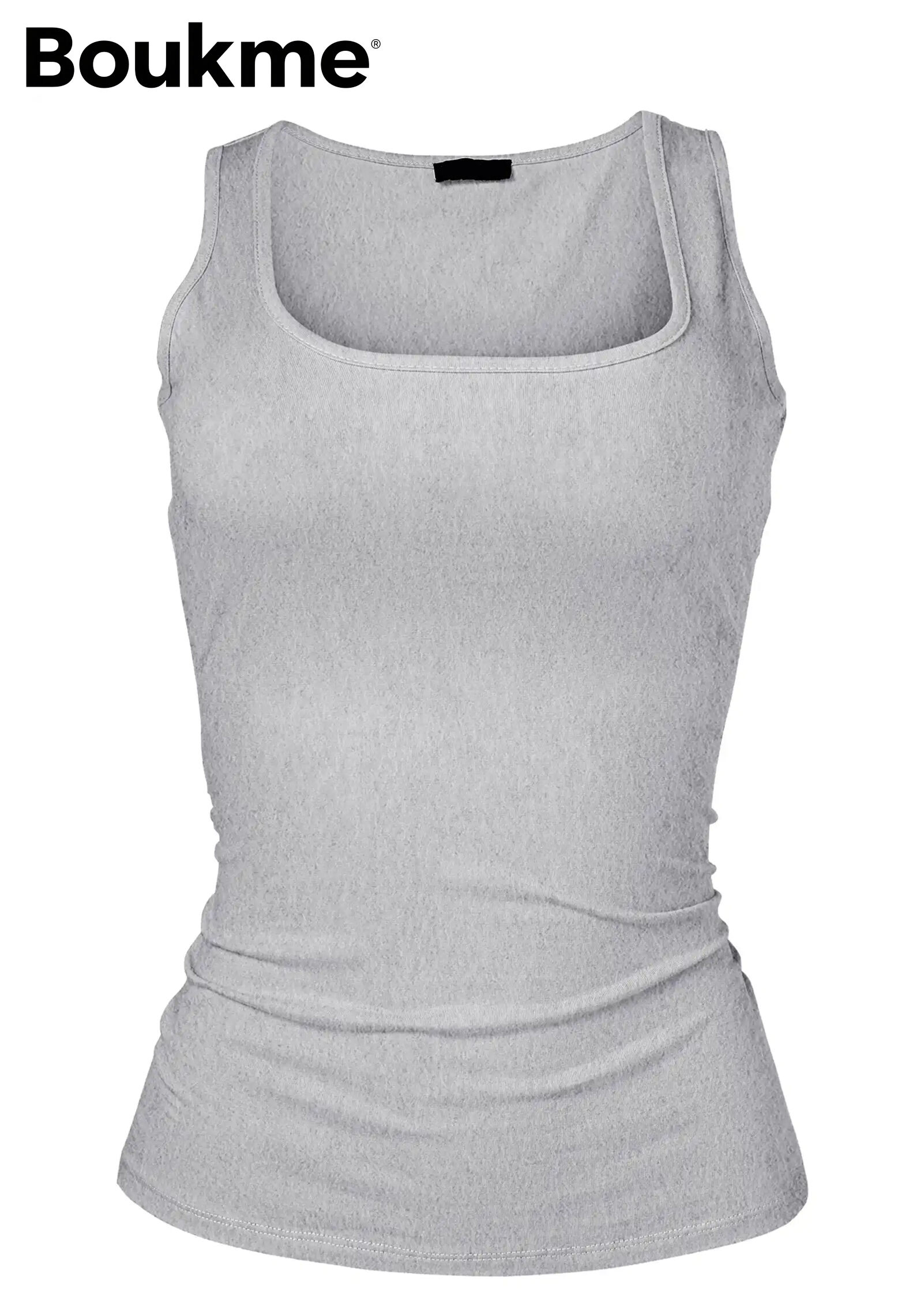 Square Neck Tank Top - Light Heather Grey