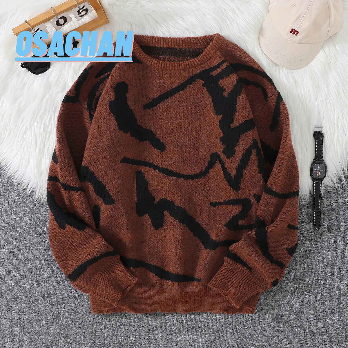 GRAFFITI PATTERN KNITTED SWEATER