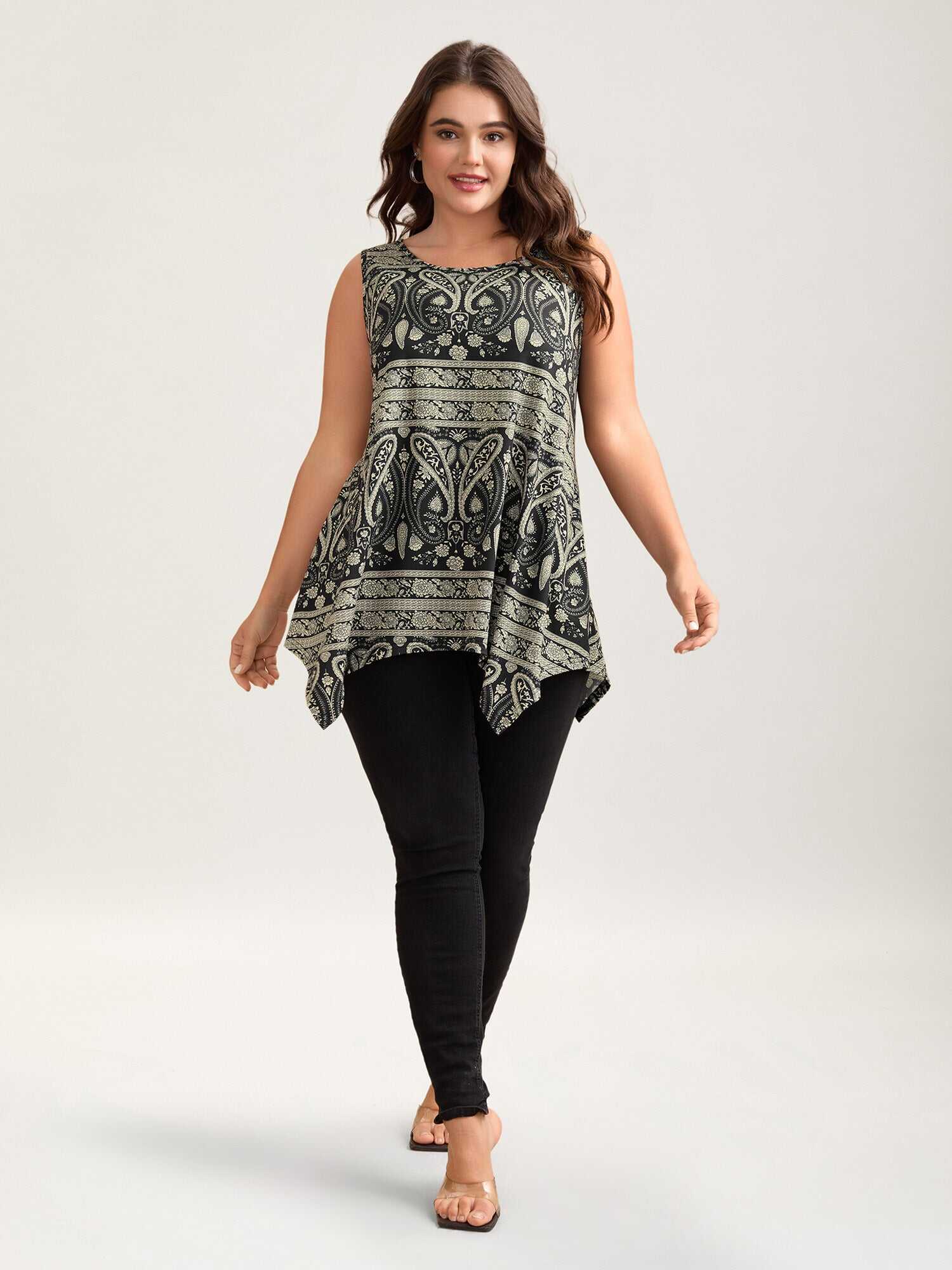 Boho Print Flared Tank Top