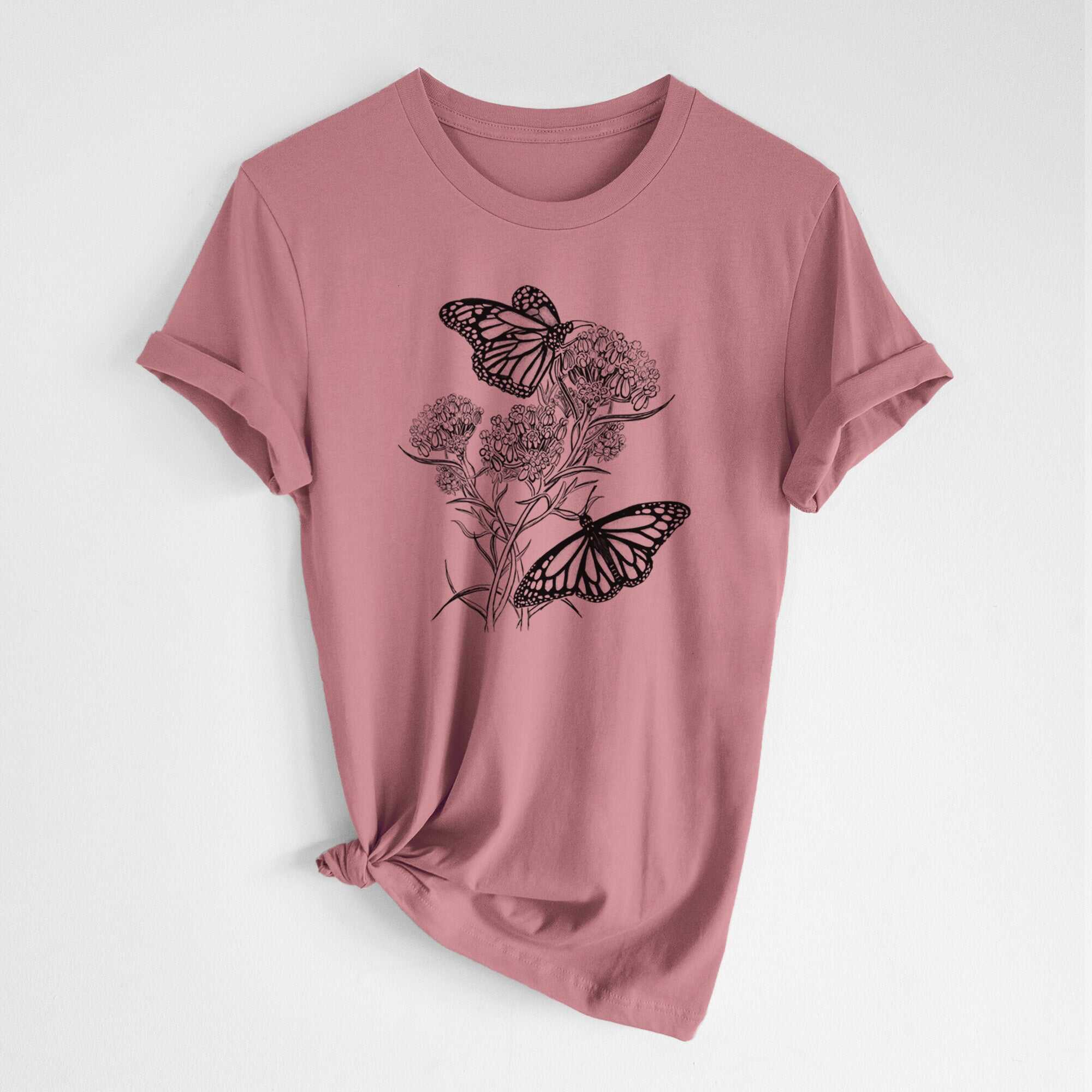 Narrowleaf Milkweed with Monarchs - Lightweight 100% Cotton Unisex Crewneck