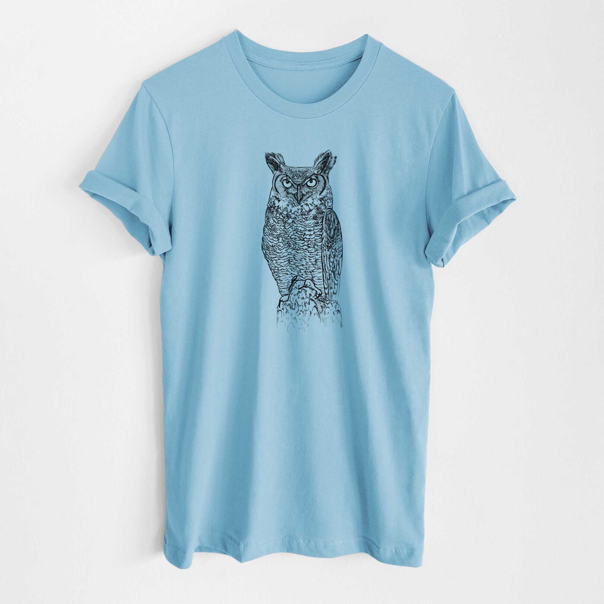 Bubo virginianus - Great Horned Owl - Lightweight 100% Cotton Unisex Crewneck