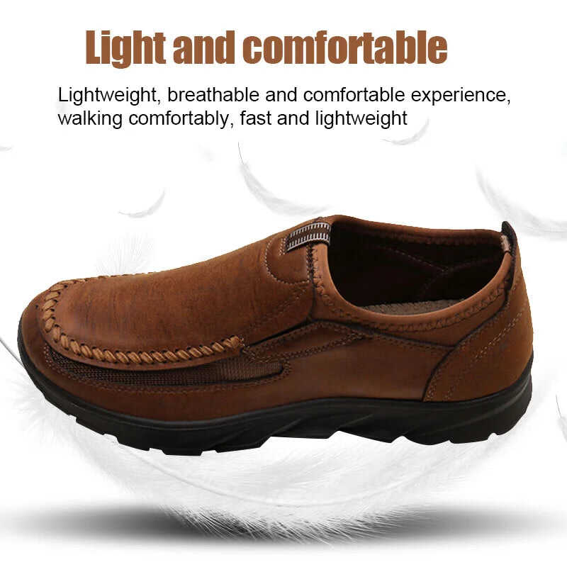 Men's Orthopedic Shoes for Plantar Fasciitis, Arch Support Genuine Leather Loafers for Foot and Heel Pain Relief