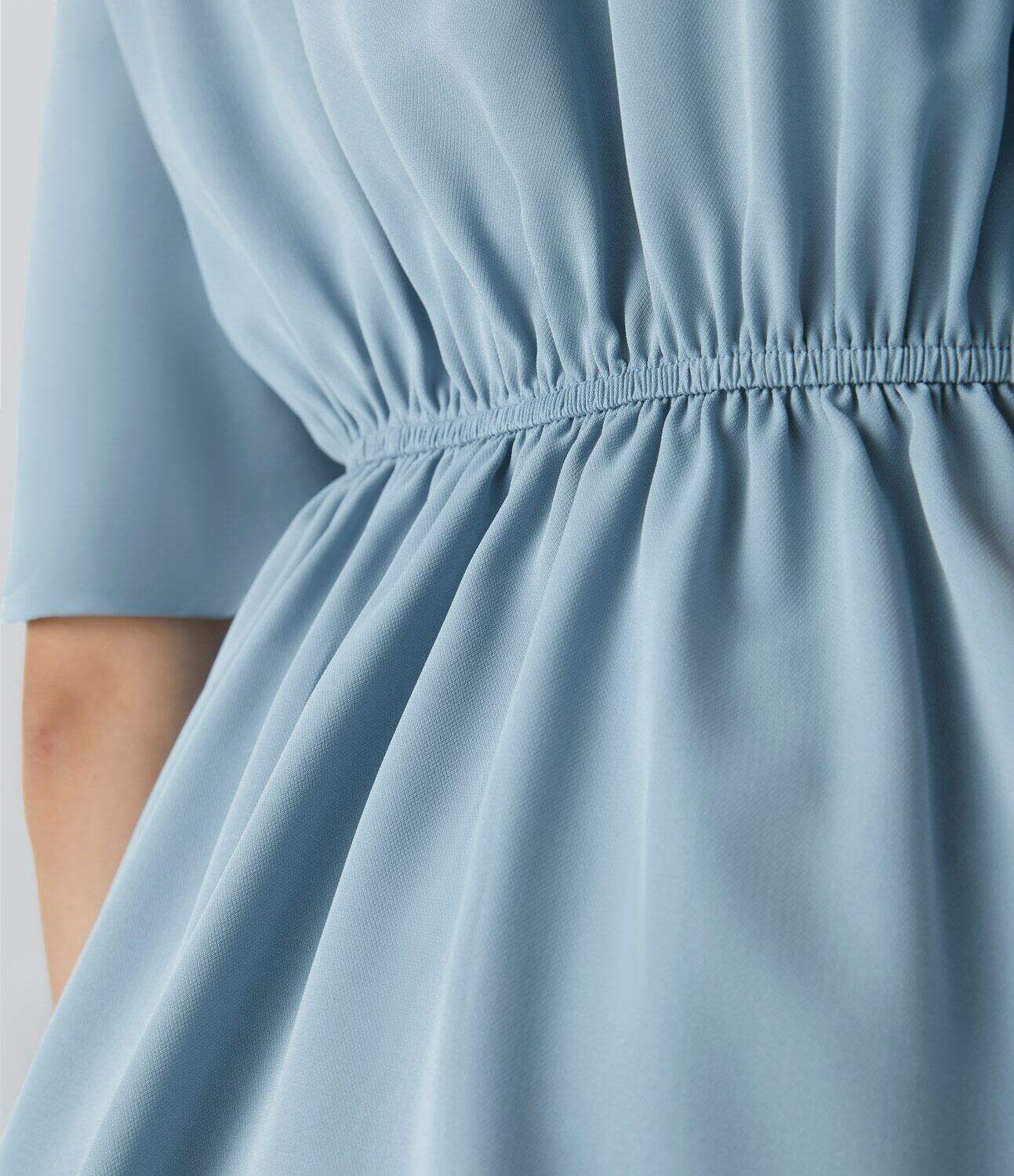 V Neck Short Sleeve Wrapped Tie Front Work Blouse