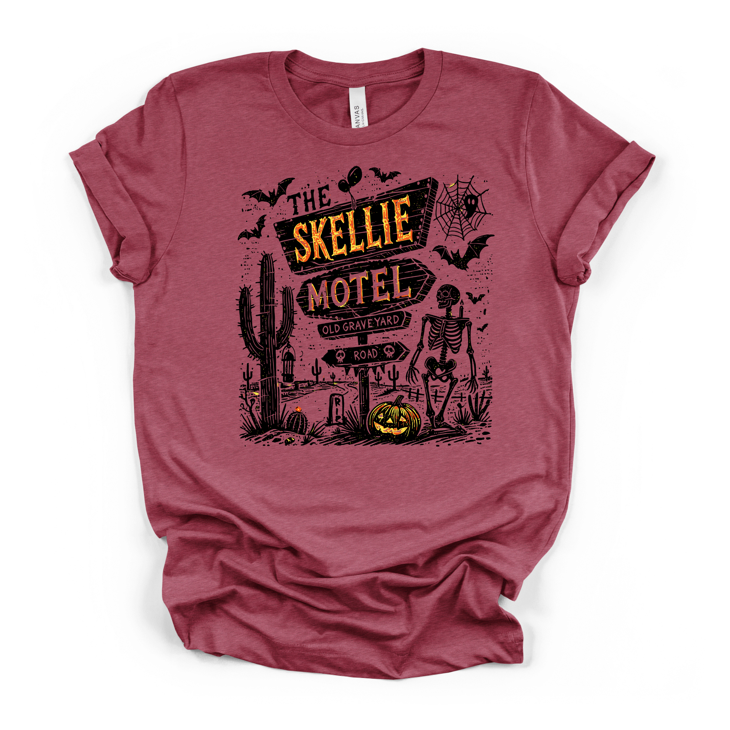 Skellie Motel Halloween T Shirt (Black Design)
