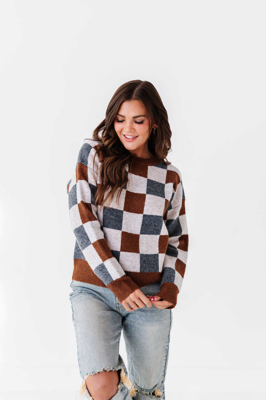 Wells Checkered Sweater - Size Small Left