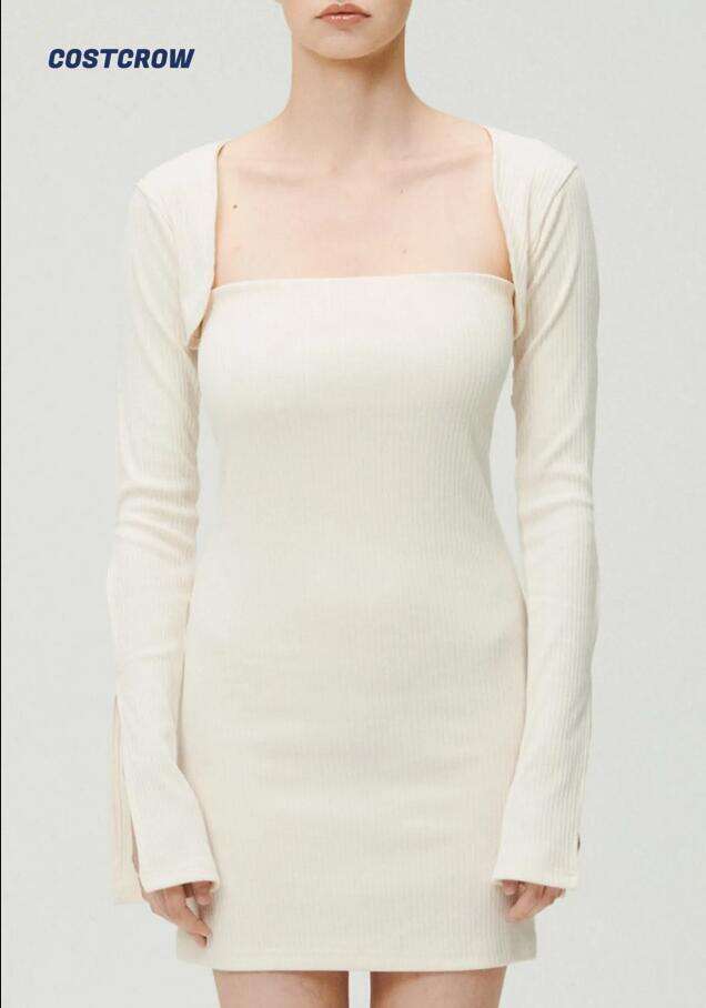 Ayn Square Neck Ribbed Dress