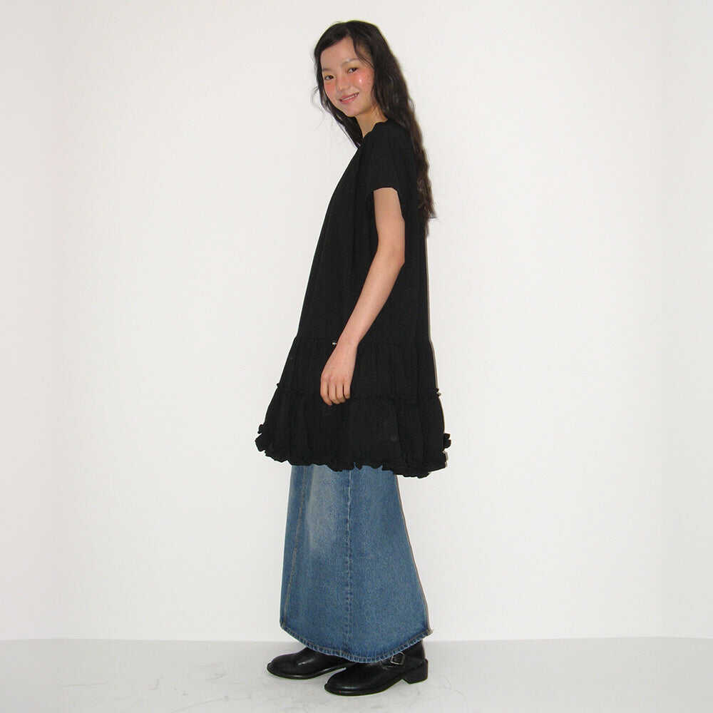 SHORT SLEEVE ONEPIECE DRESS BLACK