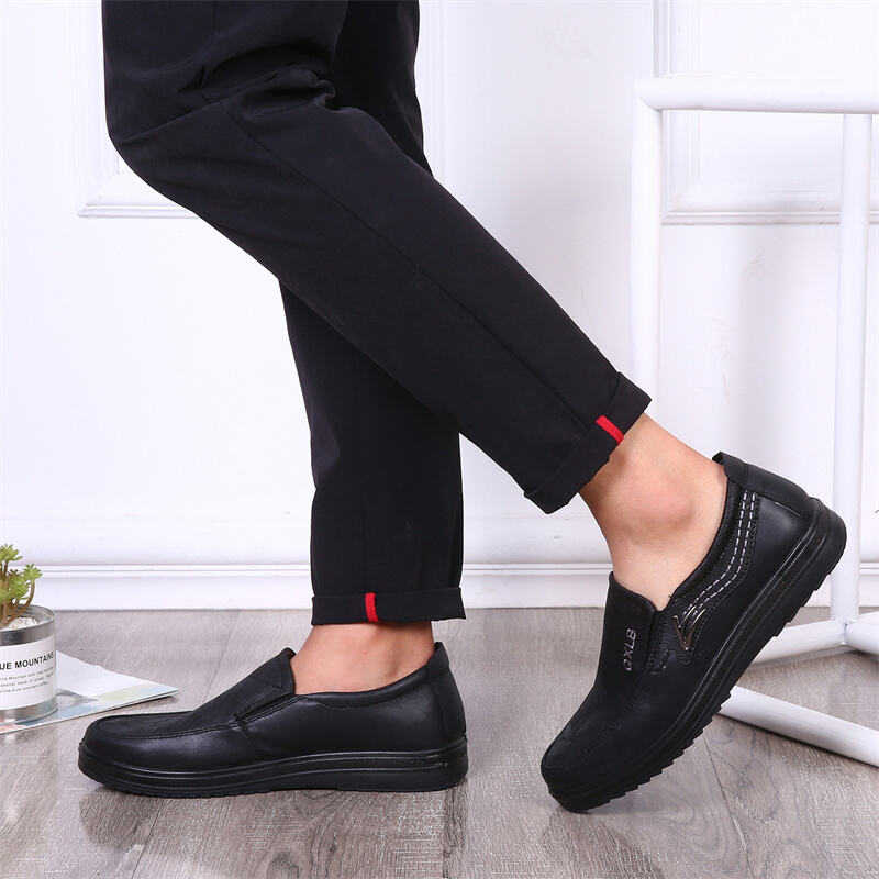 Men's Genuine Leather Breathable Lightweight  Slip-On Orthopedic Walking Shoes