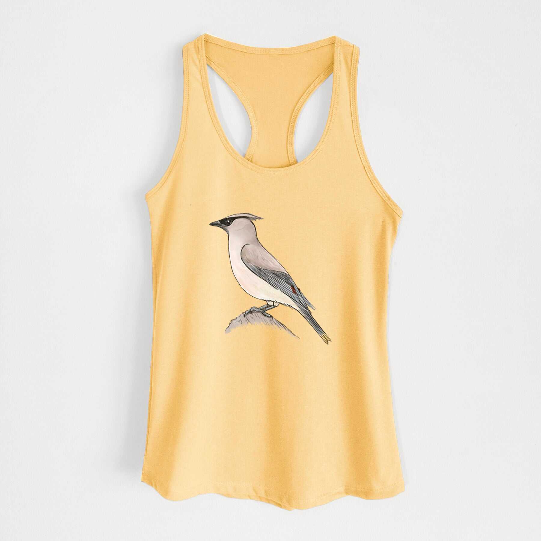 Vibrant Cedar Waxwing - Bombycilla cedrorum - Women's Racerback Tanktop
