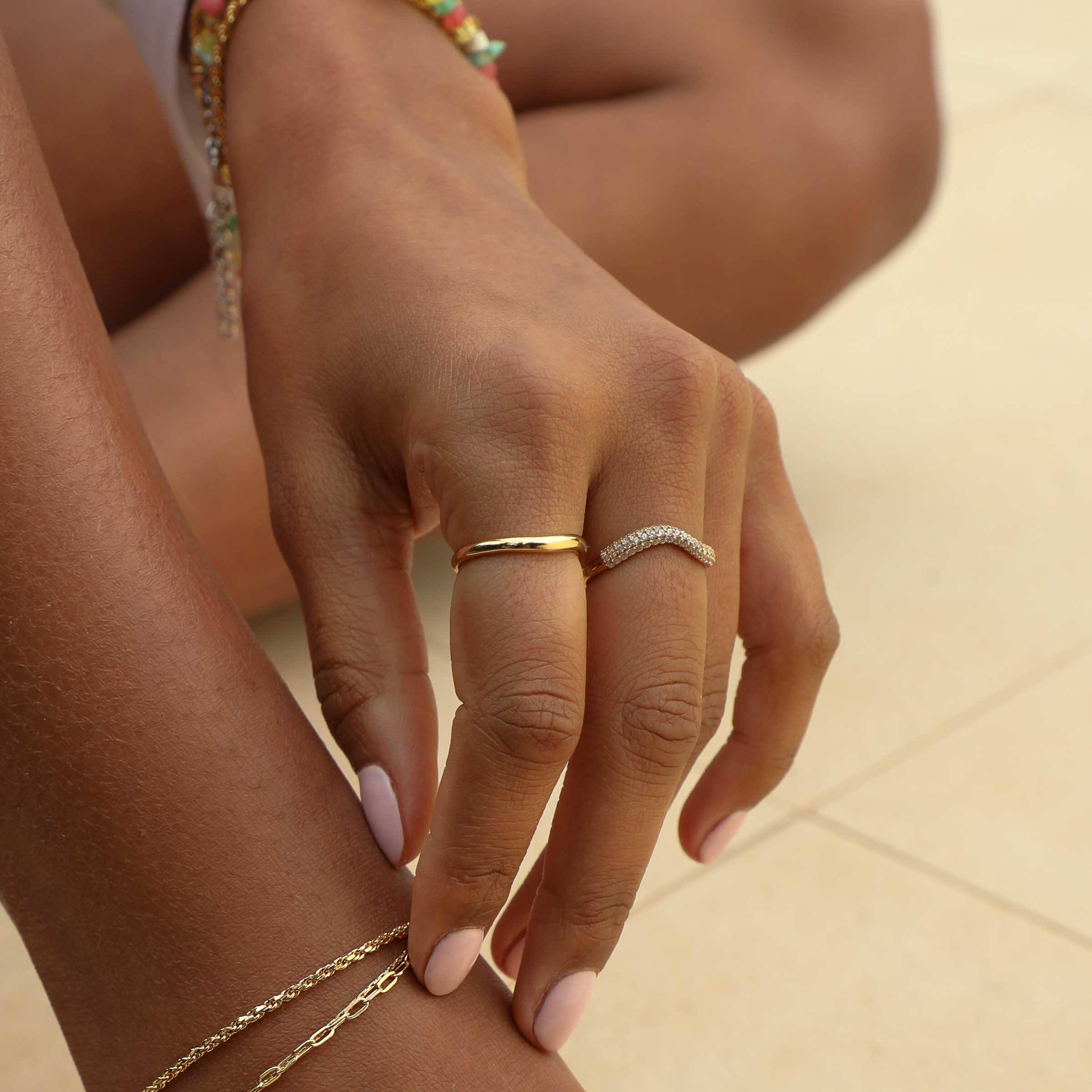 Wave Crystal Ring in Gold