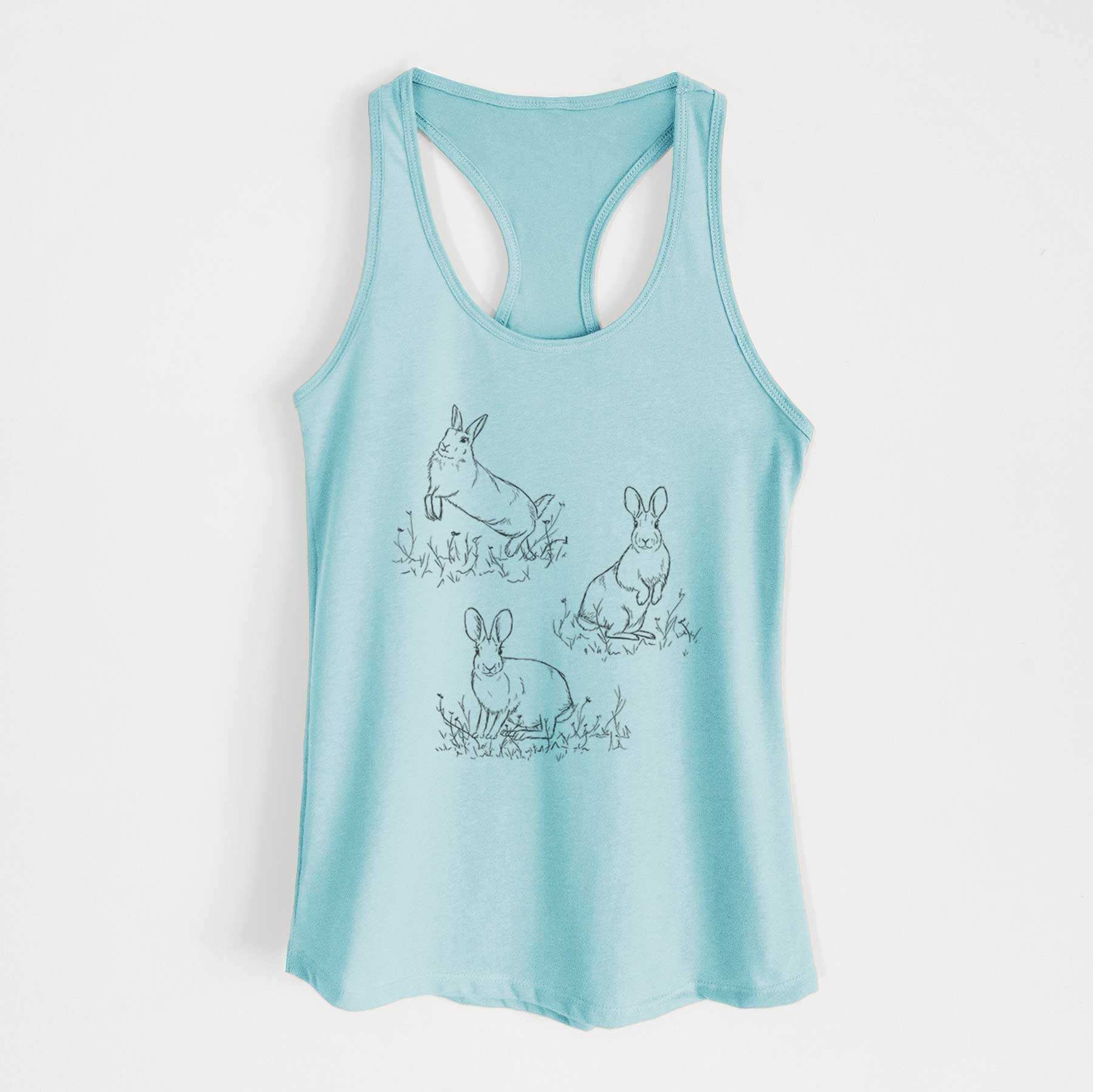 Eastern Cottontail Rabbit Trio - Sylvilagus floridanus - Women's Racerback Tanktop