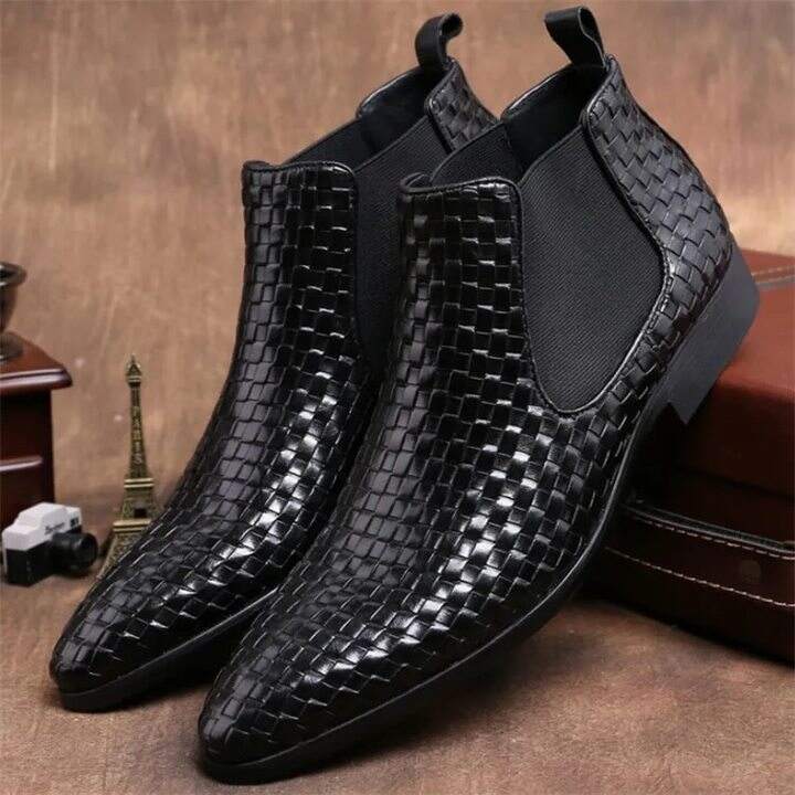 Men's Comfortable and Lightweight Crocodile-Patterned Chelsea Boots