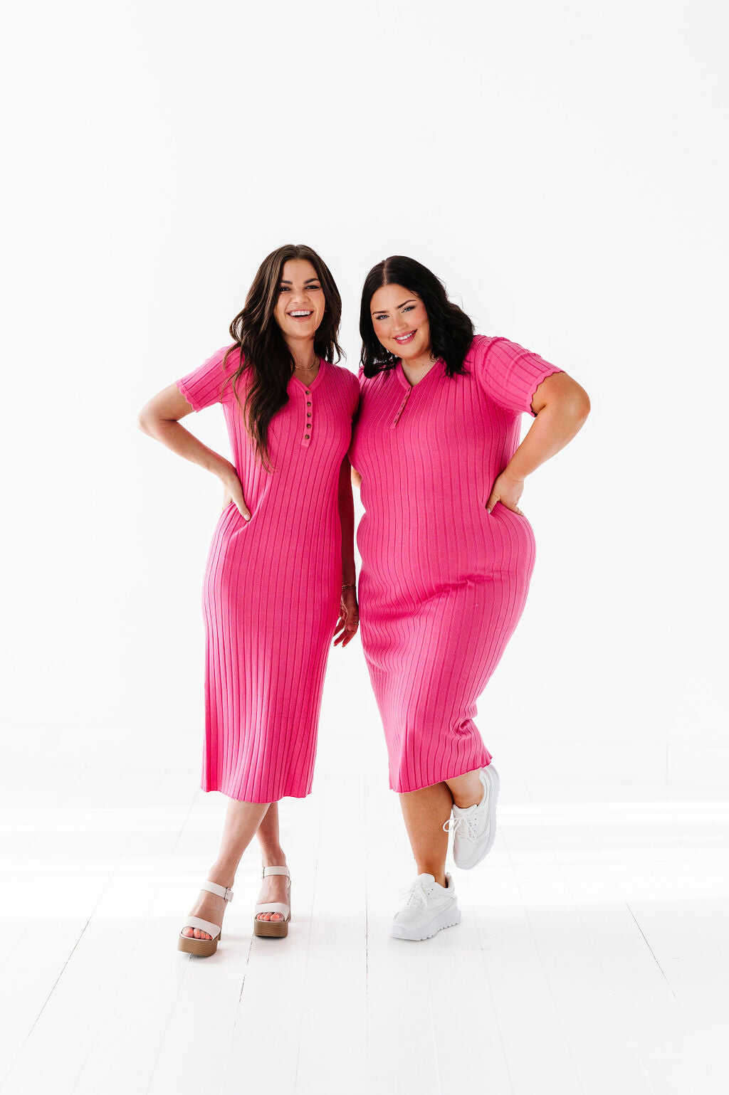 Harper Short Sleeve Dress in Hot Pink - Size XL, 1X, & 2X Left