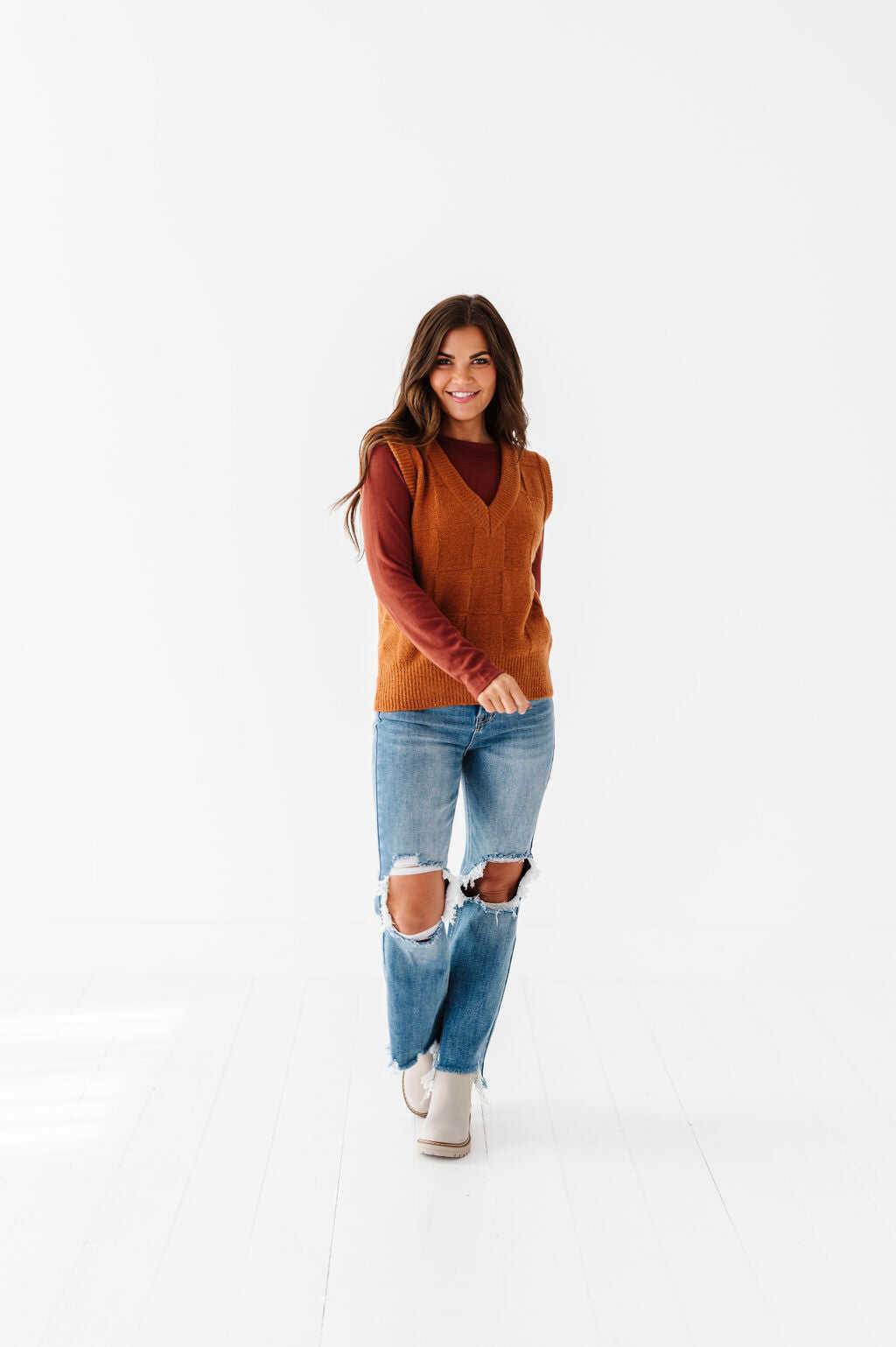 Kori Basic Ribbed Top in Copper