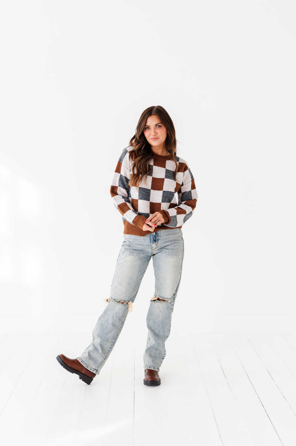 Wells Checkered Sweater - Size Small Left