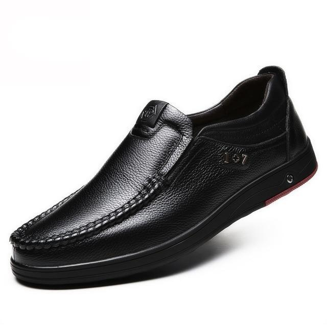 Men's Genuine Leather Soft Insole Casual Business Slip On Loafers