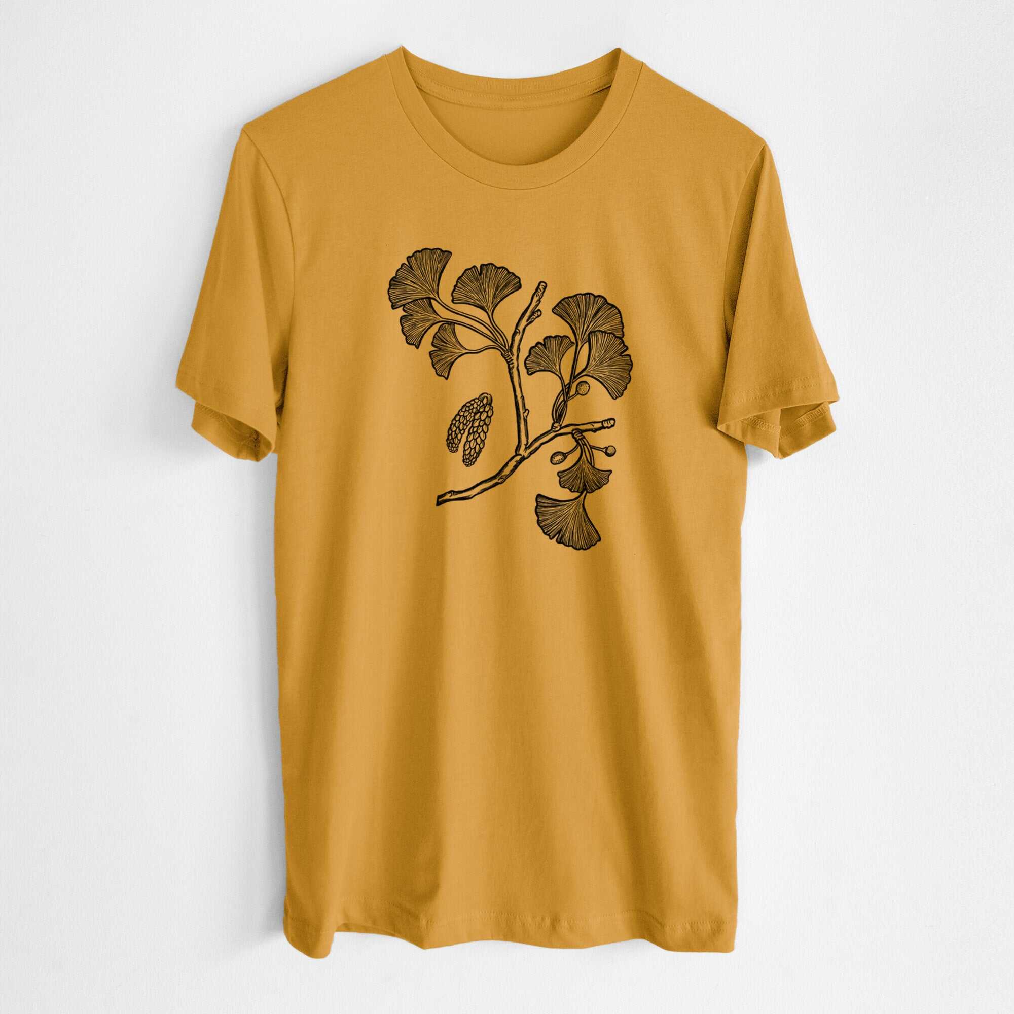 Ginkgo Biloba - Ginkgo Tree Stem with Leaves - Lightweight 100% Cotton Unisex Crewneck