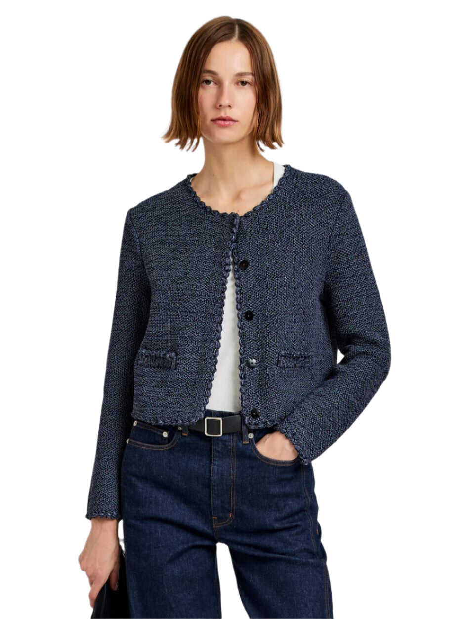 Proenza Schouler Nidia Macrame Cotton Jacket in Navy/Slate