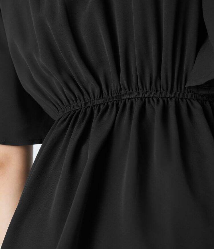 V Neck Short Sleeve Wrapped Tie Front Work Blouse