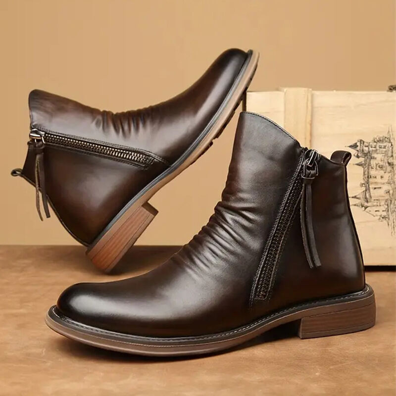 Italian Hand-Embossed Genuine Leather Chelsea Boots