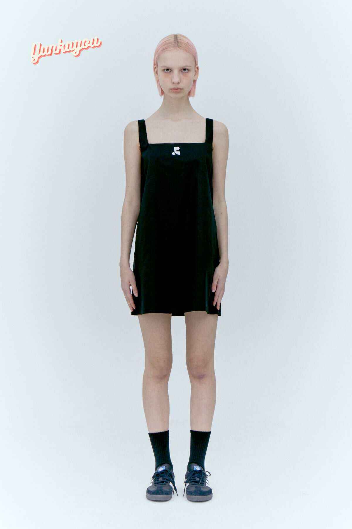 SQUARE NECK MINI DRESS - BLACK